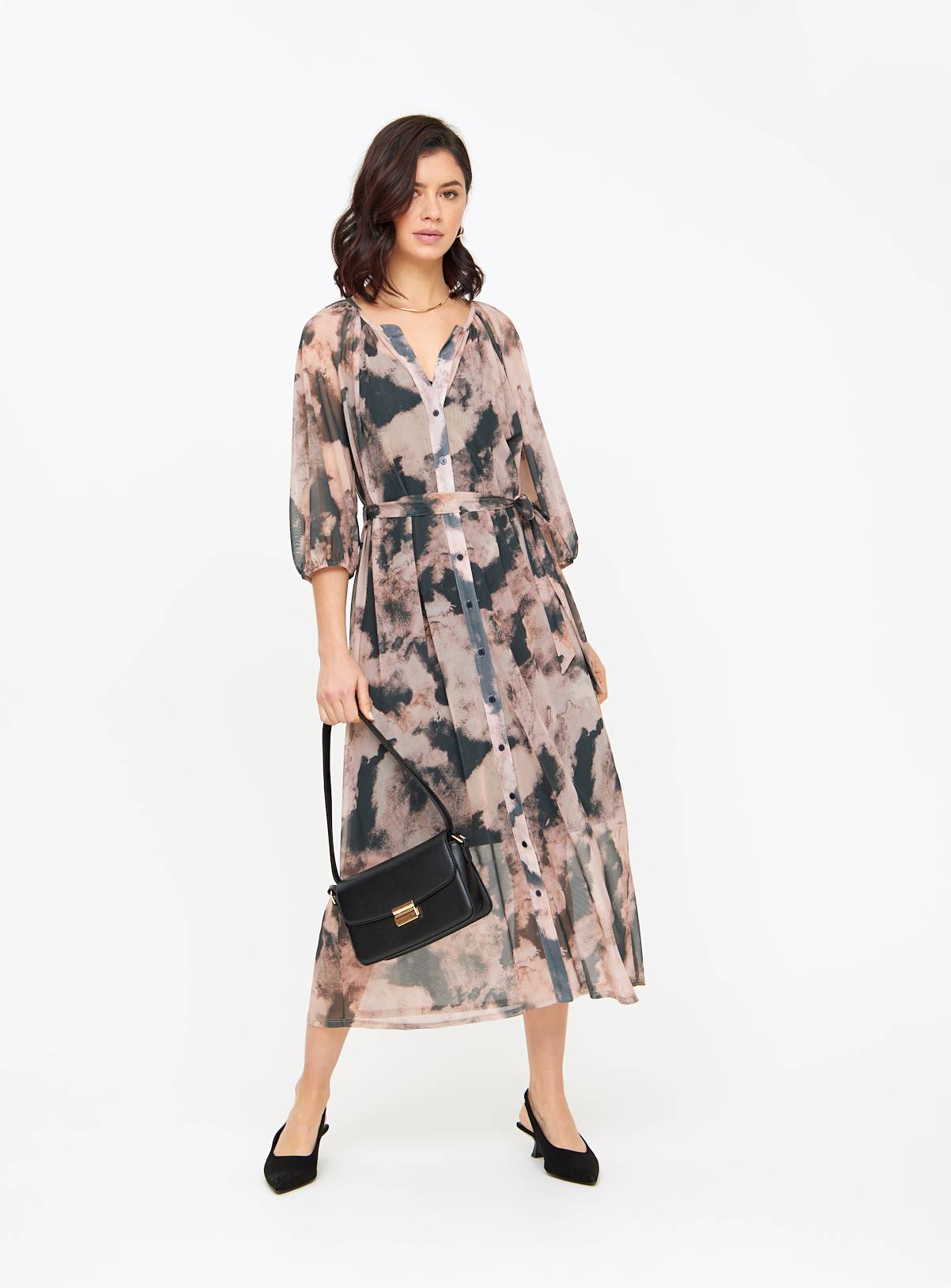 Abstract Print Mesh Shirt Dress 8 - Image 2